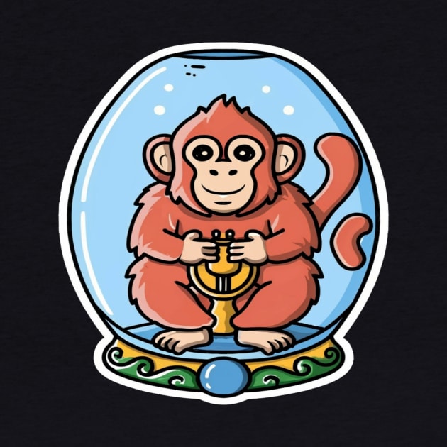 Cute Monkey in a Genie Bottle by joolsd1@gmail.com